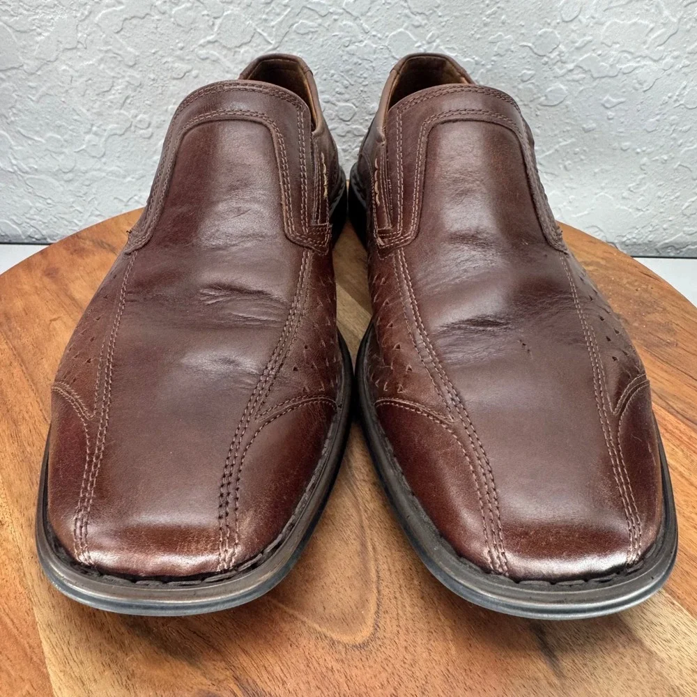 Josef Seibel Men's 45 Dark Brown‎ Leather Slip On Loafer Shoes Comfort